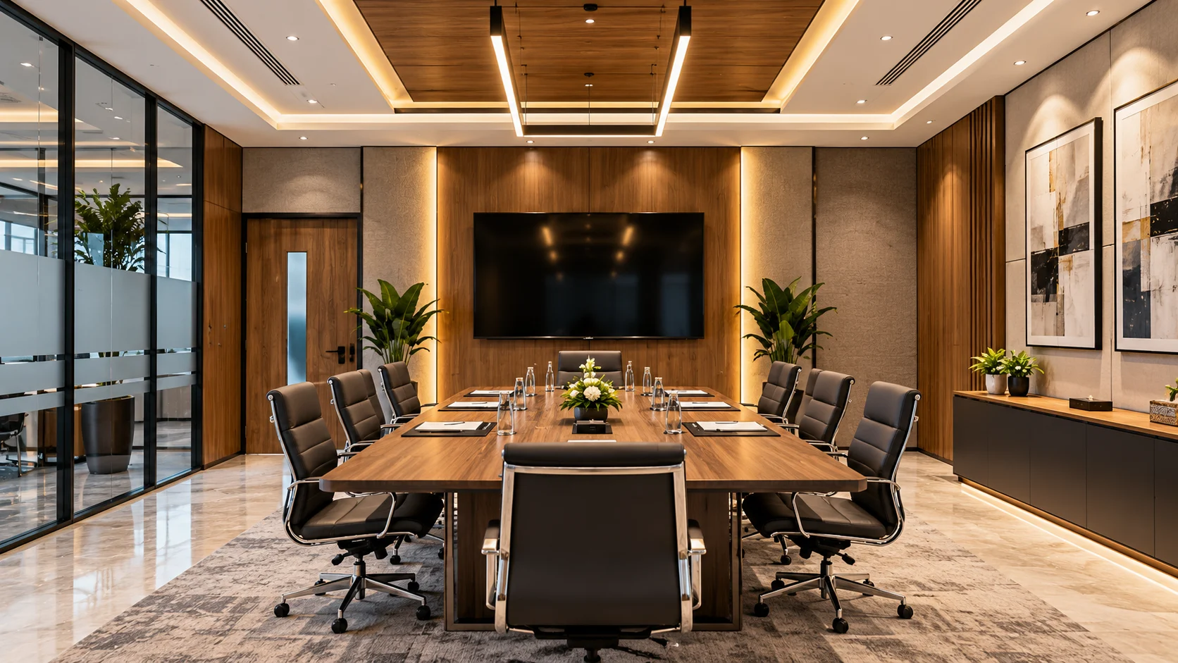 Elegant modern boardroom interior
